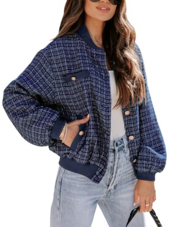 Other - Women's Plaid Button Short Jacket Fall Winter Trendy